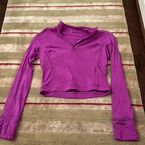 Bright Purple Cropped Lululemon Quarter Zip, 6